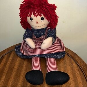 Vintage Hand Made Raggedy Ann and Andy Doll 24” Rustic, Country Stars & Stripes